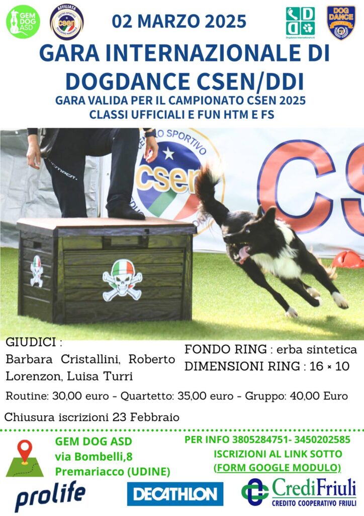 GARA INTERNAZIONALE DI DOGDANCE CSEN/DDI GEM DOG ASD